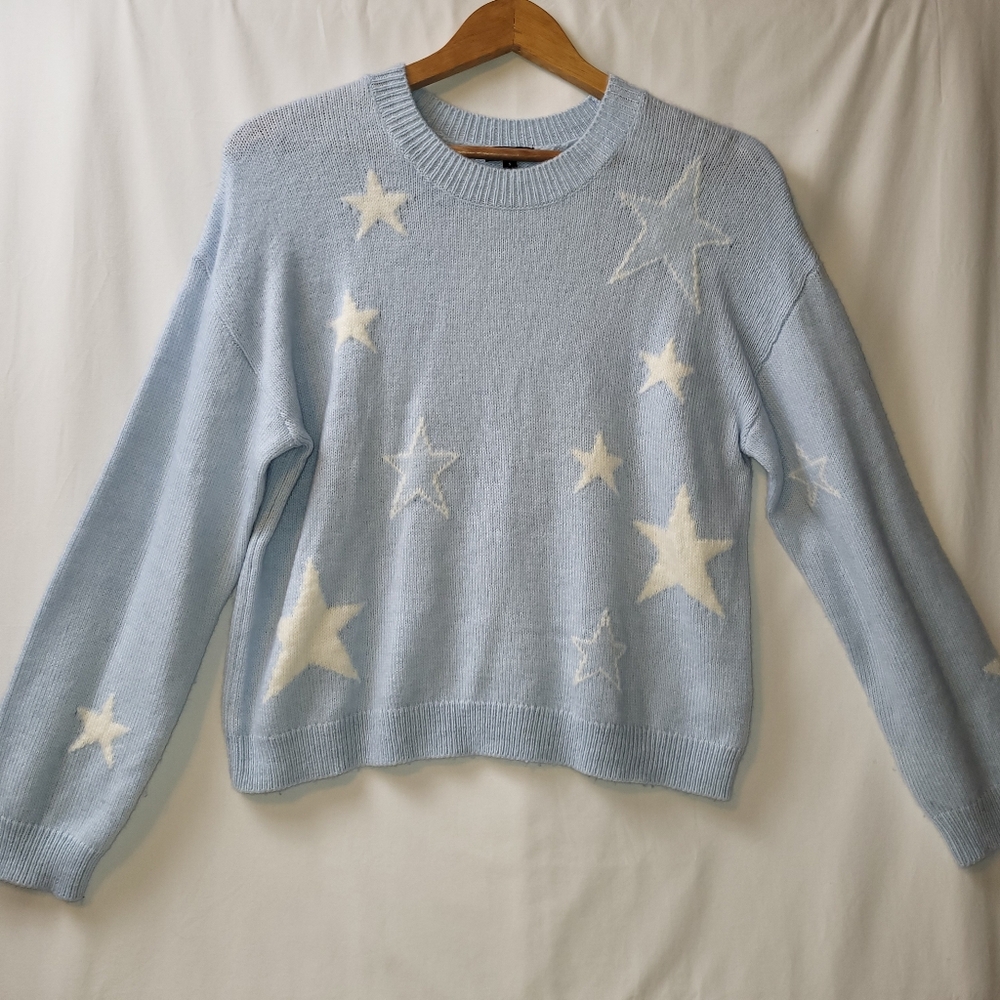 Rails Perci Star Sweater Women's Size Small‎ Wool Cashmere Blend Powder Blue